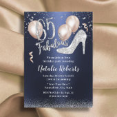 素晴らしいシルバーハイヒールネイビーブルー65誕生日 招待状