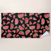 素晴らしいスイカ夏のおもしろいフルーツ ビーチタオル (正面)