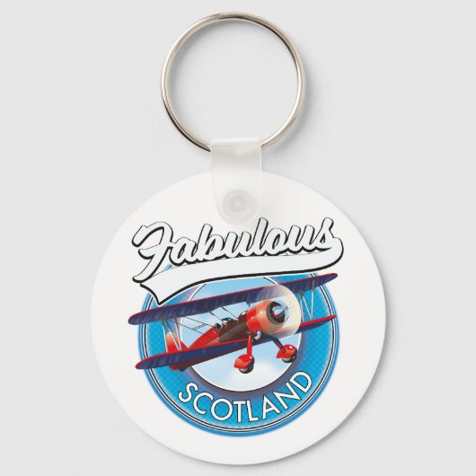 素晴らしいスコットランドのレトロスタイル旅行パッチ キーホルダー (正面)