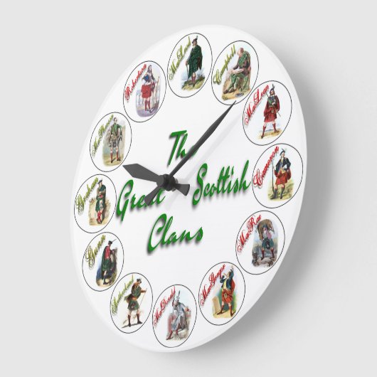 素晴らしいスコットランドの一族の時計のスタイル1 ラージ壁時計 (傾斜)