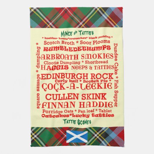 素晴らしいスコットランドの食糧メニュータータンチェックのふきん キッチンタオル (縦)