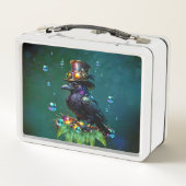 素晴らしいスチームパンクのカラス メタルランチボックス (裏面)