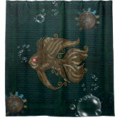 素晴らしいスチームパンクの魚。 シャワーカーテン (正面)