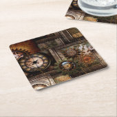 素晴らしいスチームパンクデザイン スクエアペーパーコースター (アングル)