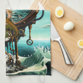 素晴らしいスチームパンク海時計 キッチンタオル (四つ折り)