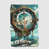 素晴らしいスチームパンク海時計 ゴルフタオル (正面)
