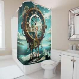 素晴らしいスチームパンク海時計 シャワーカーテン