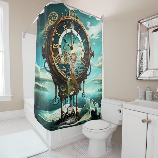 素晴らしいスチームパンク海時計 シャワーカーテン (インサイチュ)
