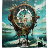 素晴らしいスチームパンク海時計 シャワーカーテン (正面)