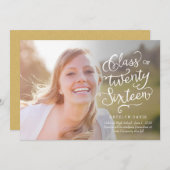 素晴らしいステートメント卒業発表 – ホワイト 招待状 (正面/裏面)