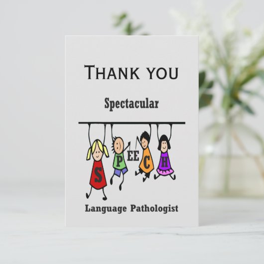 素晴らしいスピーチ言語病理学者に感謝 サンキューカード (スタンド正面)