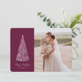 素晴らしいスプリングス ツリーのプラムクリスマス/ホリデー写真 招待状 (スタンド正面)