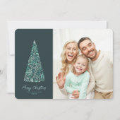 素晴らしいスプリングス ツリーの緑のクリスマス/ホリデーの写真 招待状 (正面)