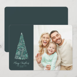 素晴らしいスプリングス ツリーの緑のクリスマス/ホリデーの写真 招待状