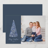 素晴らしいスプリングス ツリーの青いクリスマス/ホリデーの写真 招待状 (正面/裏面)