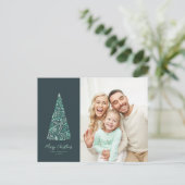 素晴らしいスプルースの木の緑のクリスマス/休日の写真 ポストカード (スタンド正面)