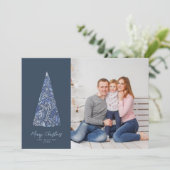 素晴らしいスプルースの木の青いクリスマス/休日の写真 招待状 (スタンド正面)