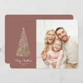 素晴らしいスプルースの木ベージュのクリスマス/休日の写真 招待状 (正面/裏面)