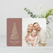 素晴らしいスプルースの木ベージュのクリスマス/休日の写真 招待状 (スタンド正面)
