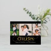 素晴らしいスワールFOILハッピーニューイヤーホリデーハガキ 箔シーズンポストカード (立ち正面)