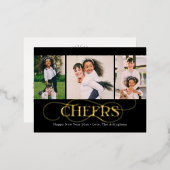 素晴らしいスワールFOILハッピーニューイヤーホリデーハガキ 箔シーズンポストカード (正面/裏面)