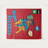 素晴らしいスーパーヒーロー誕生日フォトパーフェクトキッズ タペストリー (正面(横))