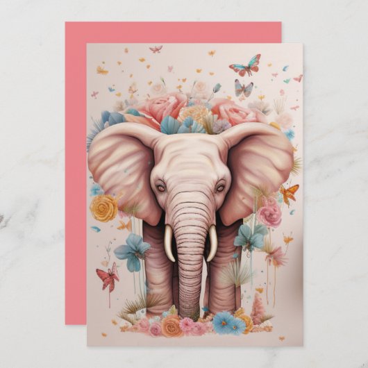 素晴らしいゾウのグリーティングカード シーズンカード (正面/裏面)