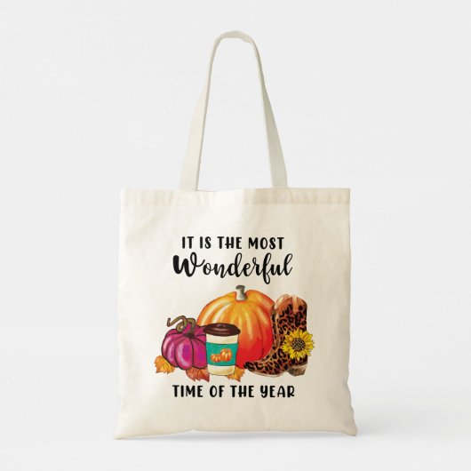 素晴らしいタイムオブザイヤー秋のカボチャ引用文 トートバッグ (裏面)