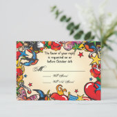 素晴らしいタトゥーウェディングrsvp応答カード 招待状 (スタンド正面)