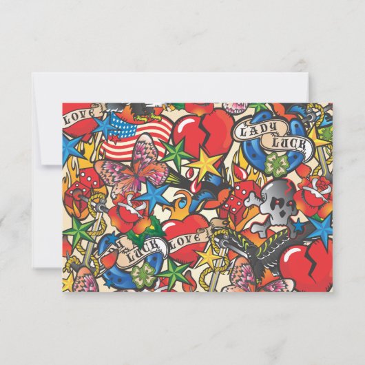 素晴らしいタトゥーウェディングrsvp応答カード 招待状 (裏面)