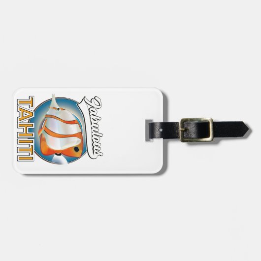 素晴らしいタヒチのレトロなロゴ ラゲッジタグ (正面横)