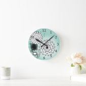 素晴らしいタンポポ青 ラウンド壁時計 (ホーム)