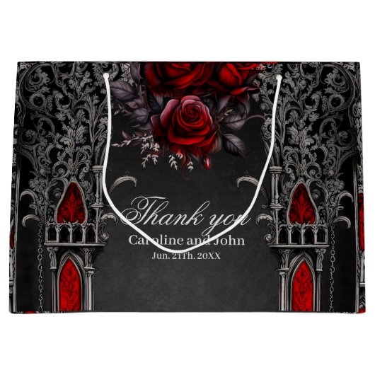 素晴らしいダーク結婚ゴシックデザイン ラージペーパーバッグ (正面)