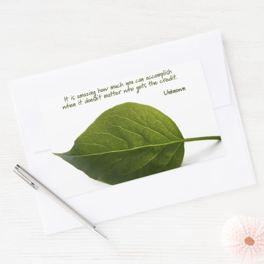 「素晴らしいチームワーク」感動的引用文 長方形シール (封筒)