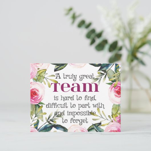 素晴らしいチーム感謝していの仕事あなた引用文オフィスウォールアート ポストカード (スタンド正面)