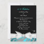 素晴らしいティール(緑がかった色)ブラックグレーゼブラ50thバースデーパーティー 招待状 (裏面)