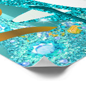 素晴らしいティール(緑がかった色)ブルーグリッターハイヒールシャンパーニュBP ポスター (角)