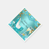 素晴らしいティール（緑がかった色）ブルーグリッターハイヒールシャンパーニュDN スタンダードカクテルナプキン (角)