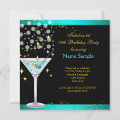 素晴らしいティール(緑がかった色)ブルーマルティーニ金ゴールド誕生日パーティー 招待状 (裏面)