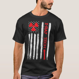 素晴らしいテックX線技術者テックアメリカン国旗T-S Tシャツ