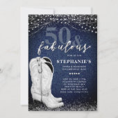 素晴らしいデニムダイアモンズブートカントリー50誕生日 招待状 (正面)