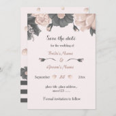 素晴らしいデートを除くほこりっぽいピンク色の灰色の花 招待状 (正面/裏面)