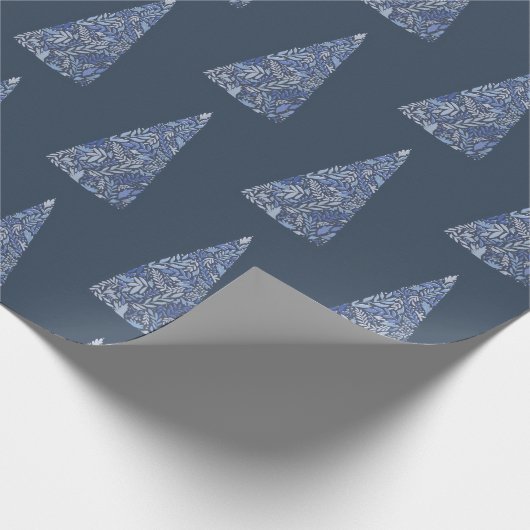 素晴らしいトウヒの木々青いクリスマス/休日 ラッピングペーパー (角)