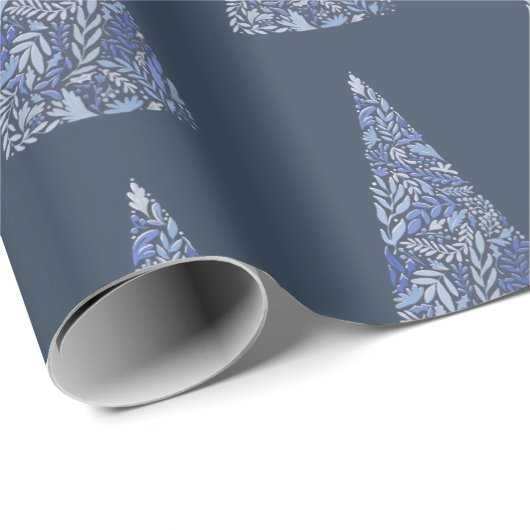 素晴らしいトウヒの木々青いクリスマス/休日 ラッピングペーパー (ロールコーナー)