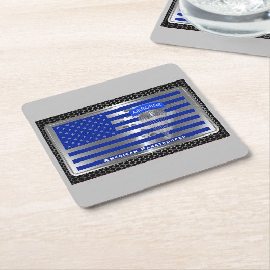 素晴らしいトリビュートのアメリカのパラトパー国旗 スクエアペーパーコースター (アングル)