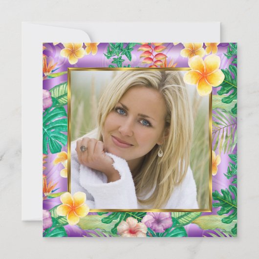 素晴らしいトロピカルパープルカクテルフォトパーティー 招待状 (裏面)