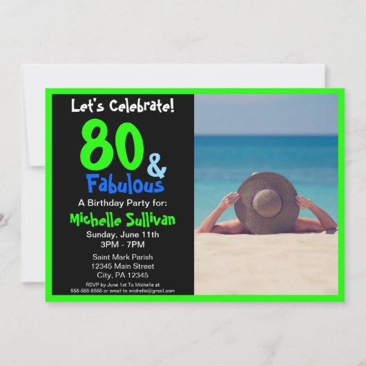素晴らしいトロピカルフォトバースデーパーティーの招待 招待状 (正面)