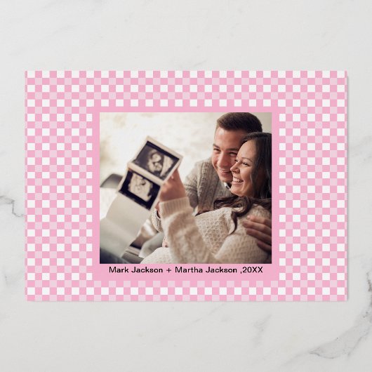 素晴らしいニュース妊娠の発表クリスマス 箔シーズンカード (裏面)