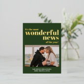 素晴らしいニュース妊娠の発表クリスマス 箔シーズンポストカード (立ち正面)