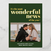 素晴らしいニュース妊娠の発表クリスマス 箔シーズンポストカード (正面)